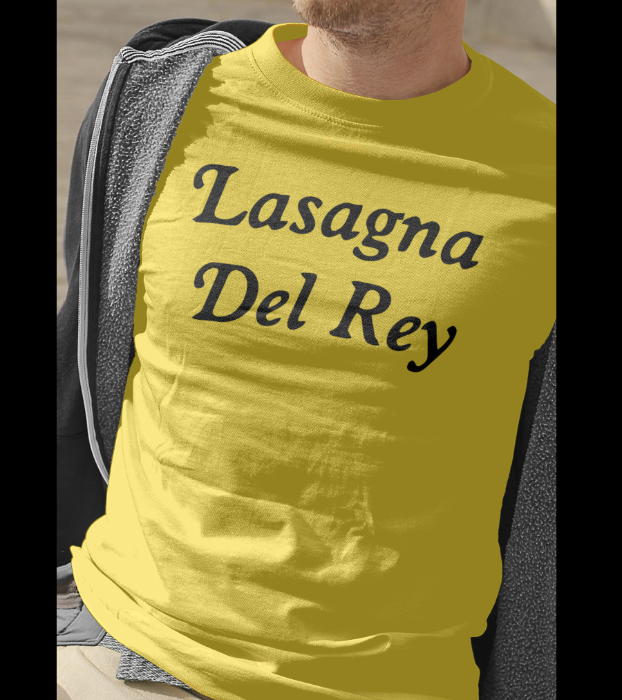 Lasagna Del Rey Yellow Block Text T-Shirt