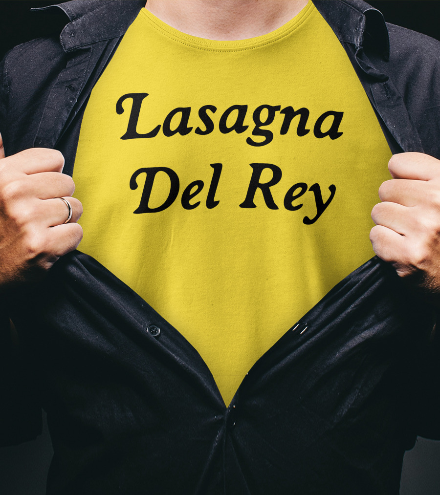 Lasagna Del Rey Yellow Block Text T-Shirt
