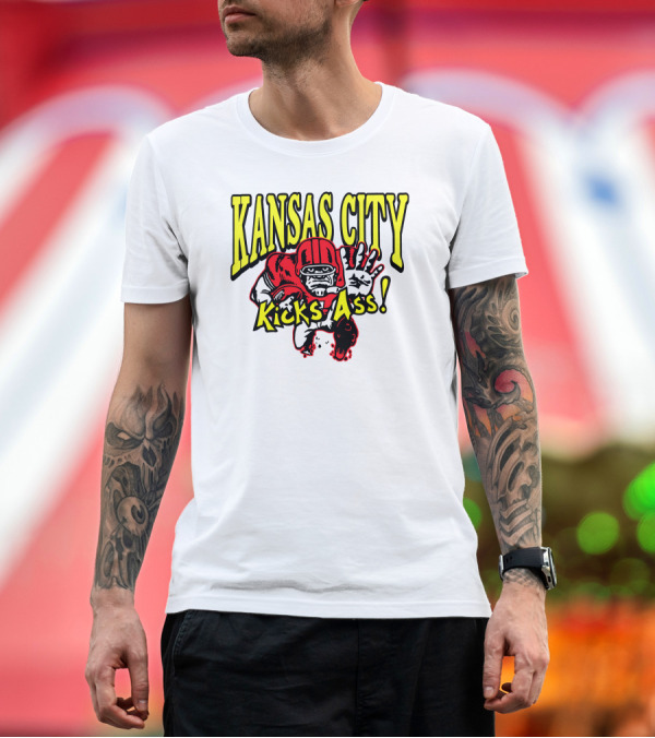 Premium T-Shirt: Kansas City Kicks Ass Red Football Player T-Shirt Kansas City Kicks Ass Red Football Player T-Shirt