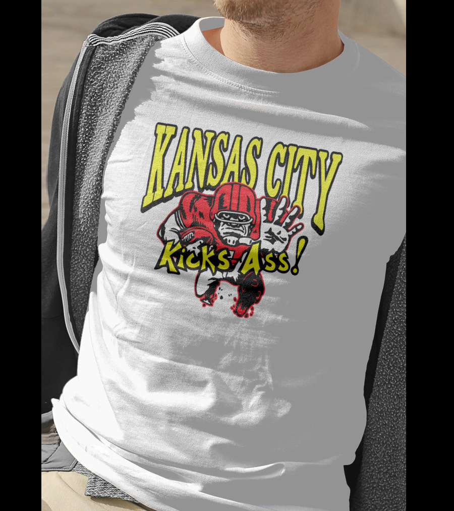 Kansas City Kicks Ass Red Football Player T-Shirt