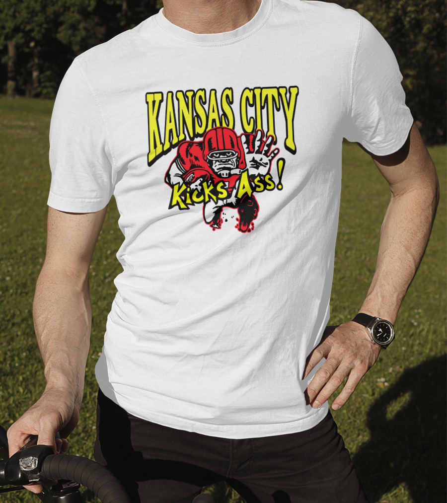 Kansas City Kicks Ass Red Football Player T-Shirt