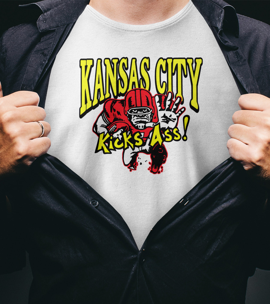 Kansas City Kicks Ass Red Football Player T-Shirt