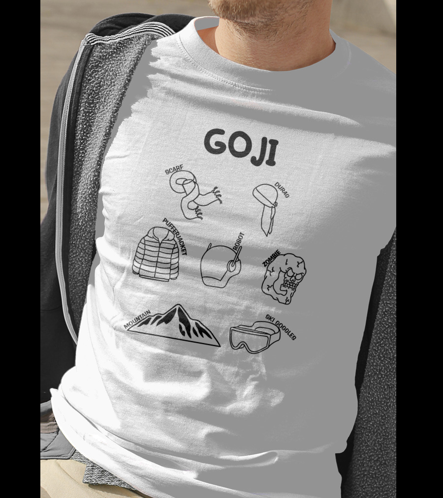 GOJI O'scarf Durag Puffer Jacket Robot Zombie Mountain Ski Googles T-Shirt