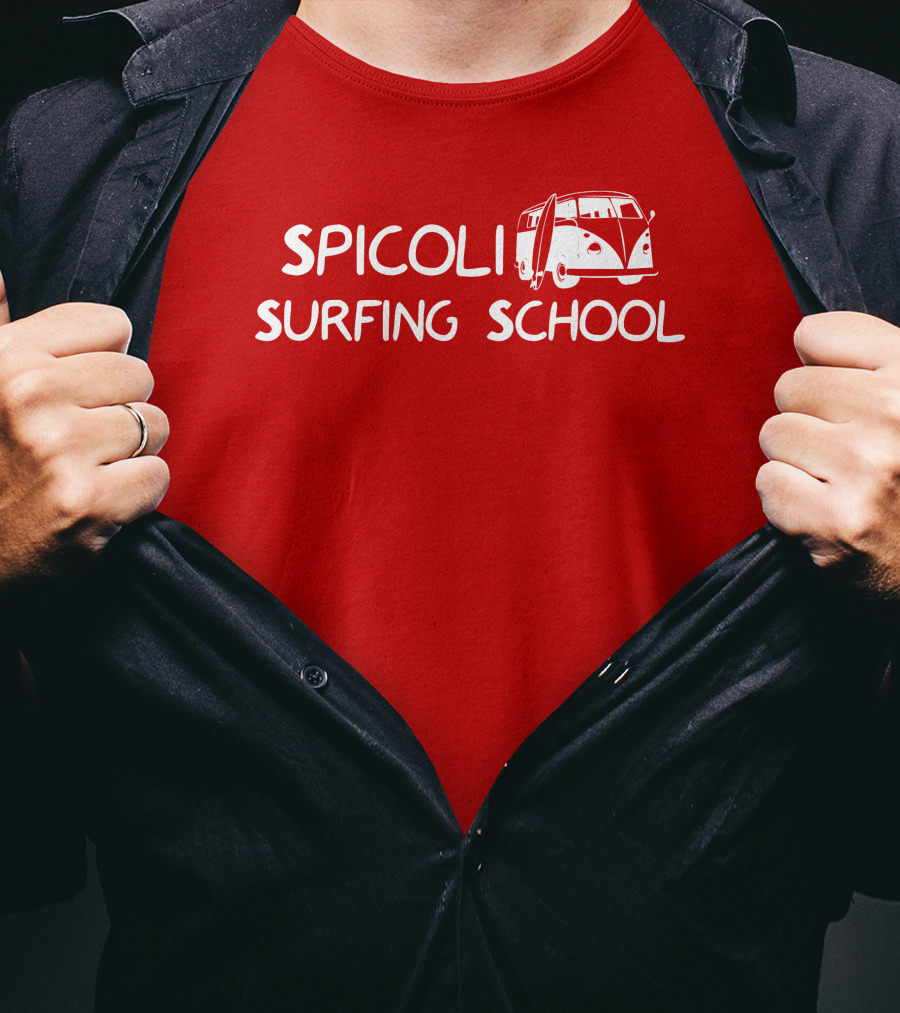 Spicoli Surfing School Super 70s Sports Vintage Van Surfboard T-Shirt