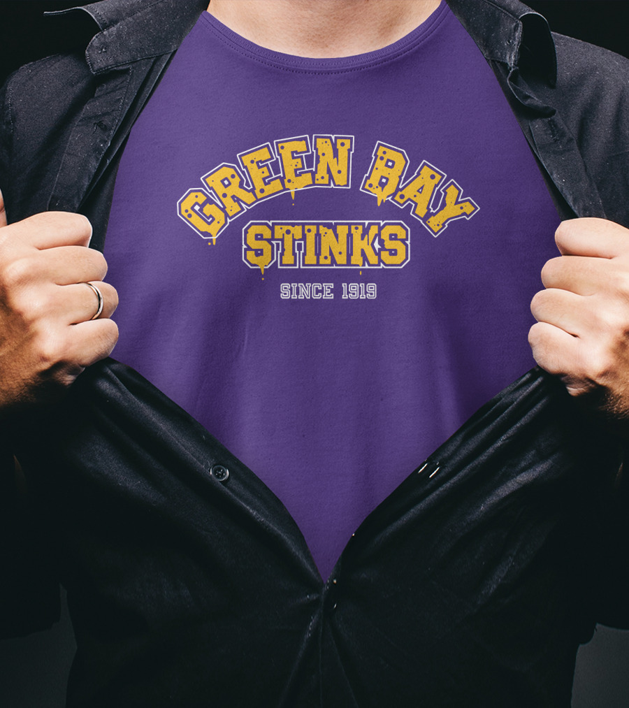Green Bay Stinks Since 1919 John Randle Purple Yellow Football Rivalry Joke T-Shirt