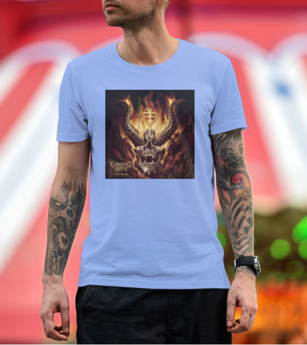 Premium T-Shirt: Enterprise Earth Death Magick Fiery Horned Skull T-Shirt Enterprise Earth Death Magick Fiery Horned Skull T-Shirt