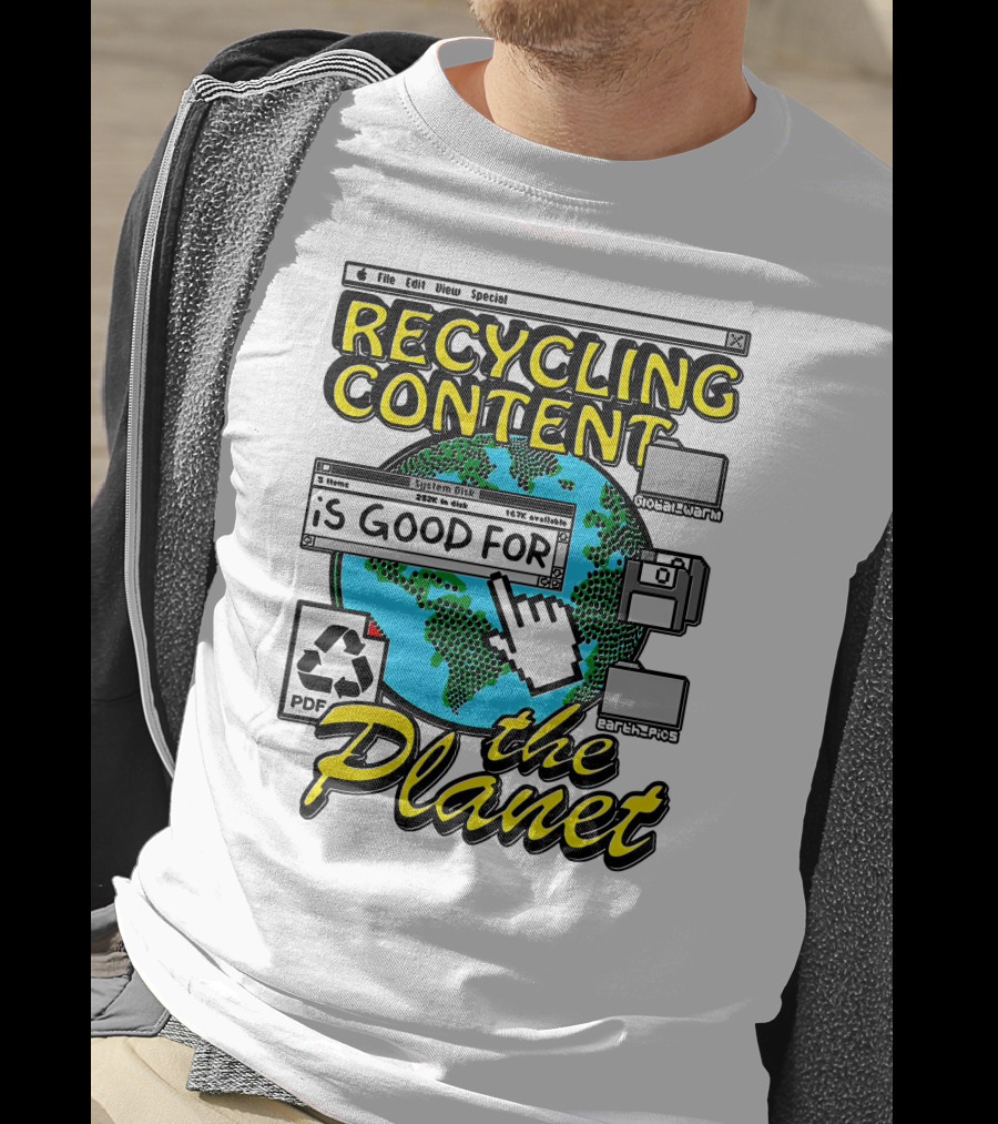 Recycling Content System Disk PDF Global Warm Earth Pics The Planet T-Shirt