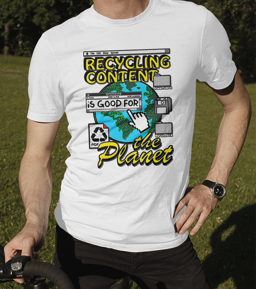 Recycling Content System Disk PDF Global Warm Earth Pics The Planet T-Shirt