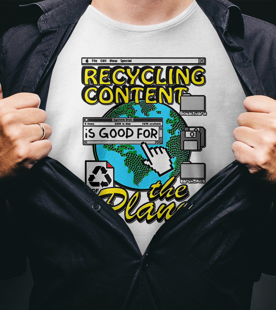 Recycling Content System Disk PDF Global Warm Earth Pics The Planet T-Shirt
