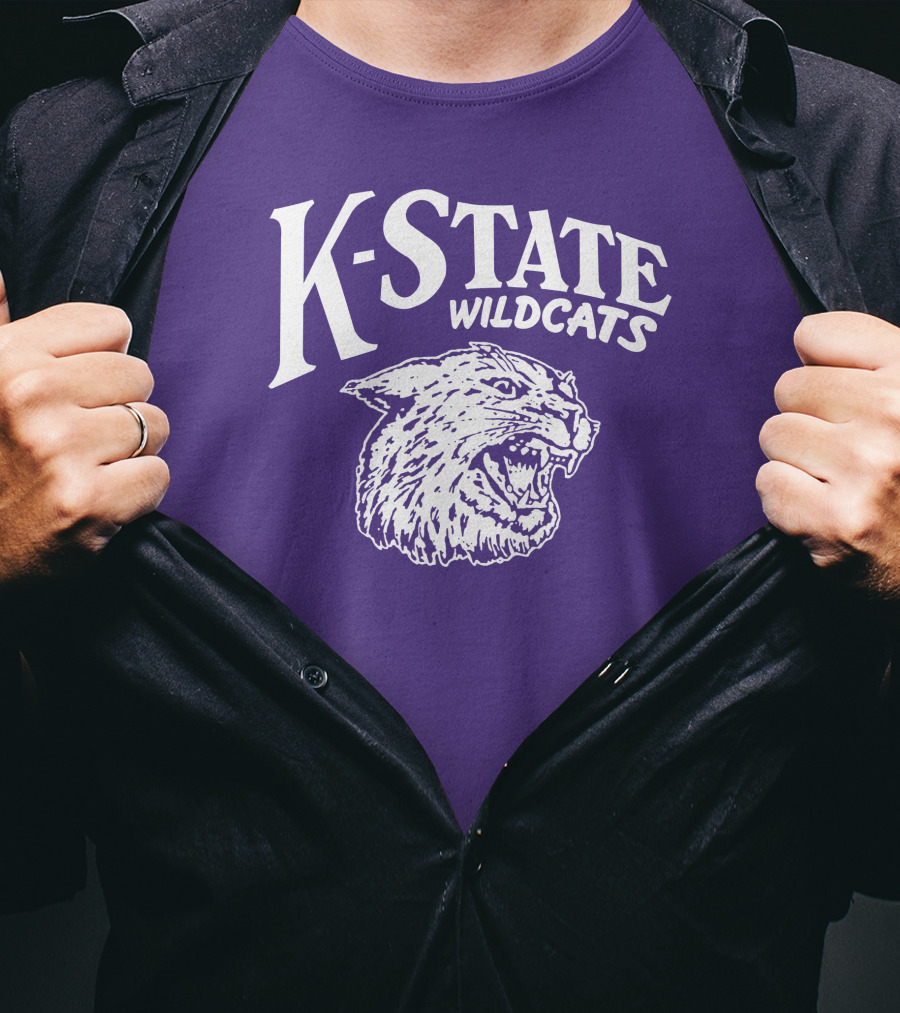 Charlie Hustle K-State Wildcats Vintage Purple Mascot T-Shirt