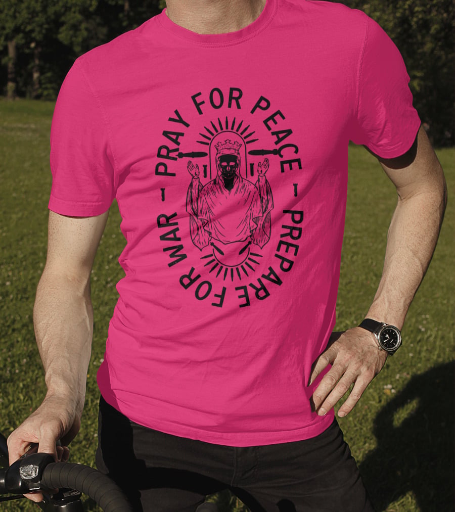 Lord Bell Pray For Peace Prepare For War Skeleton Halo T-Shirt