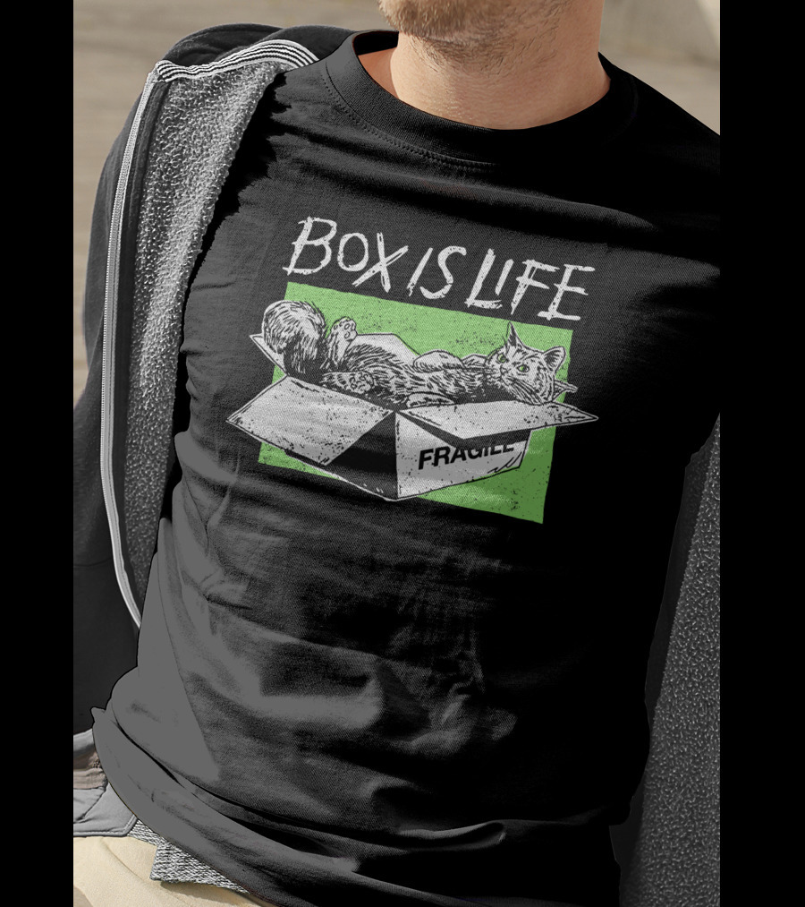 Box Is Life Fragile Cat T-Shirt