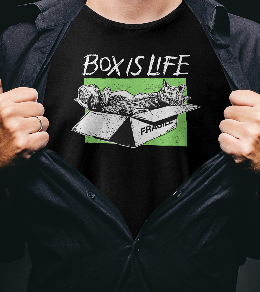 Box Is Life Fragile Cat T-Shirt