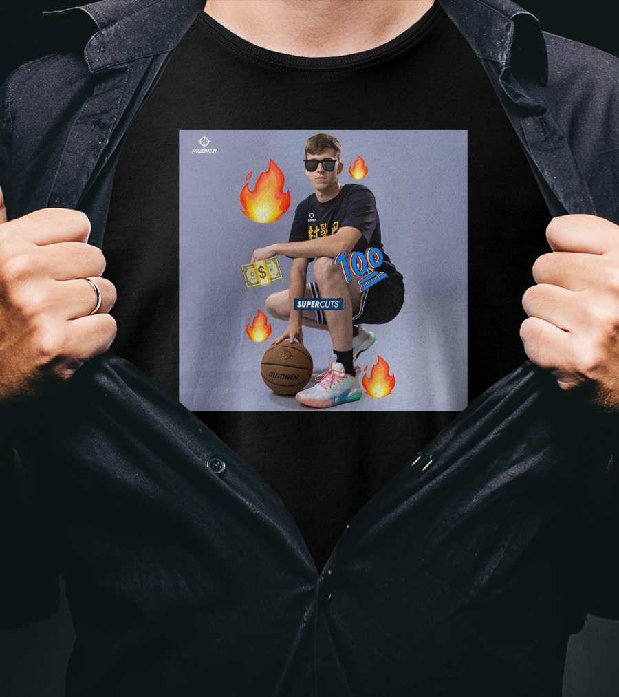 Goldenknight Austin Reaves Rigorer NBA Basketball Supercuts 100 Dollar Flames T-Shirt
