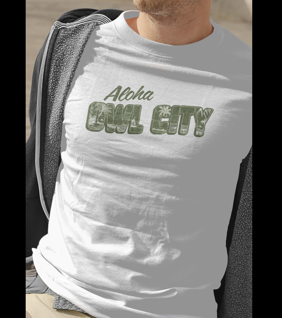 Aloha Owl City Palm Tree Green Tropical T-Shirt