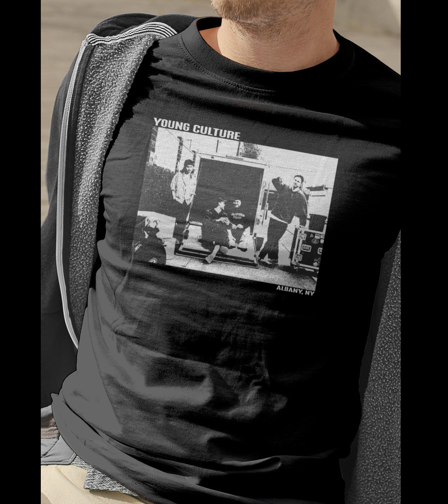 Young Culture Live Hanging Out In Albany NY Black And White Band Photo T-Shirt