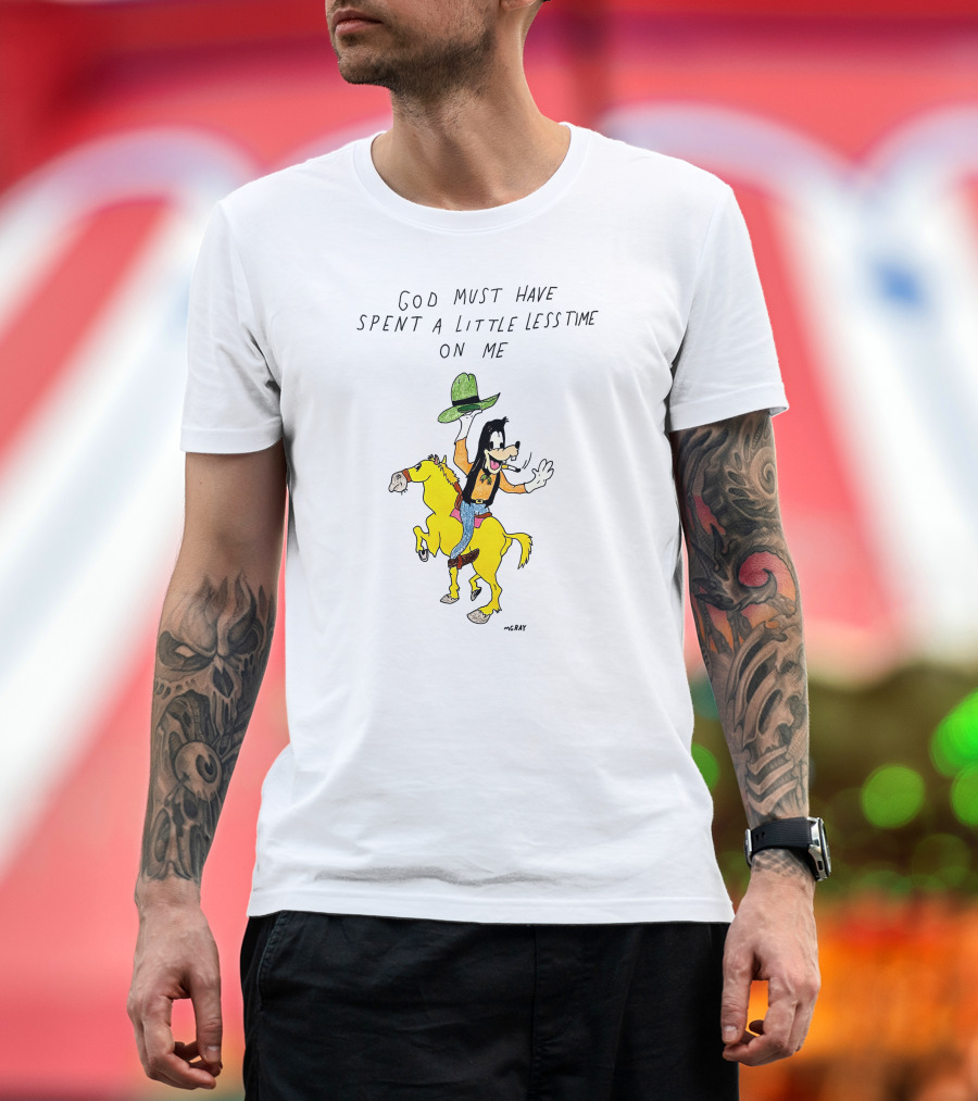 God Must Have Spent A Little Less Time On Me Cowboy Cartoon Character Riding A Horse T-Shirt