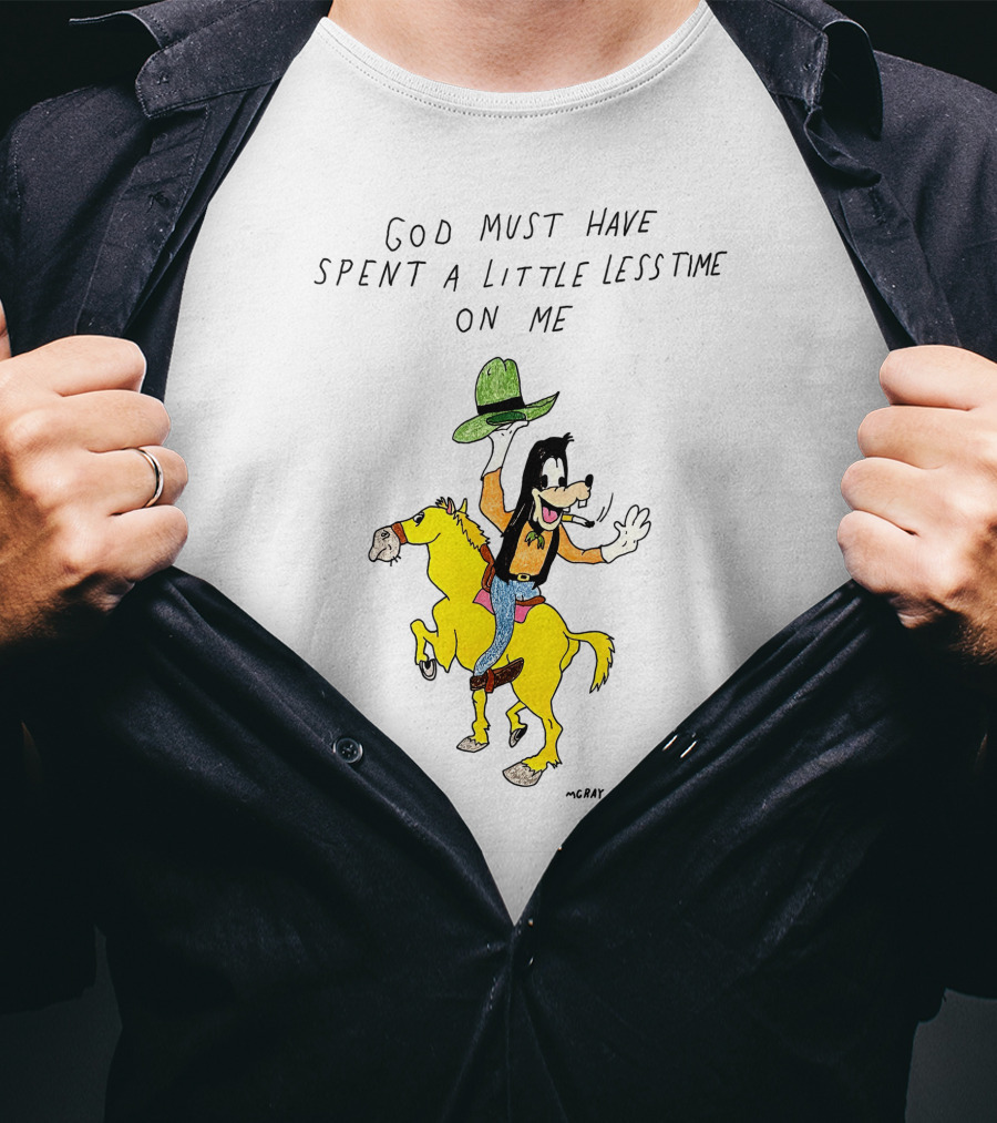 God Must Have Spent A Little Less Time On Me Cowboy Cartoon Character Riding A Horse T-Shirt