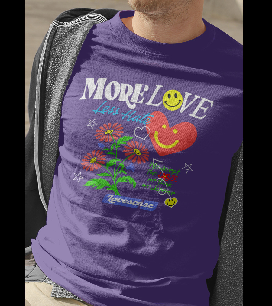 MORE LOVE Less Hate Smile Heart Flowers Stars Lovsense T-Shirt