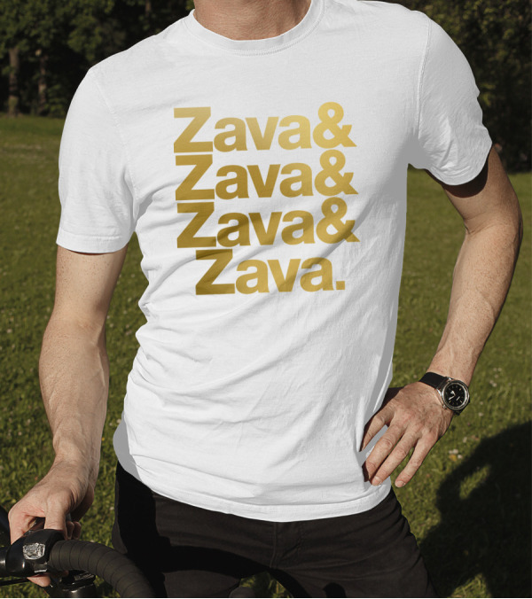 Zava Zava Zava Zava Gold Text Repetition T-Shirt