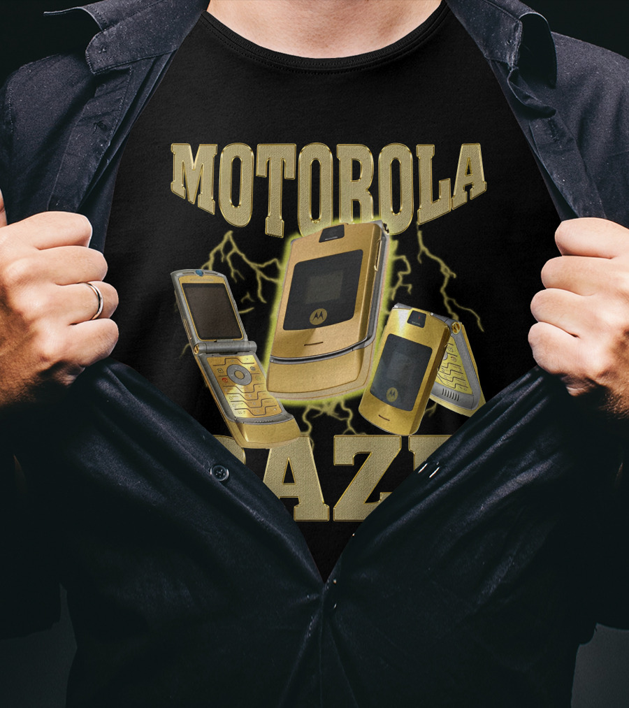 MOTOROLA RAZR Gold Flip Phone Lightning T-Shirt