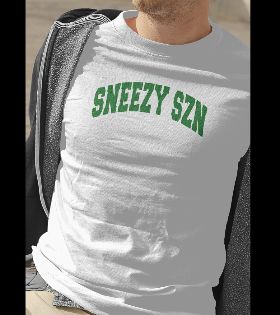 Sneezy Szn Green Text Arched T-Shirt