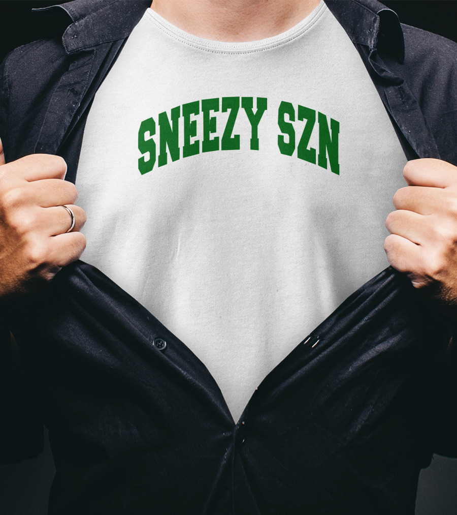 Sneezy Szn Green Text Arched T-Shirt