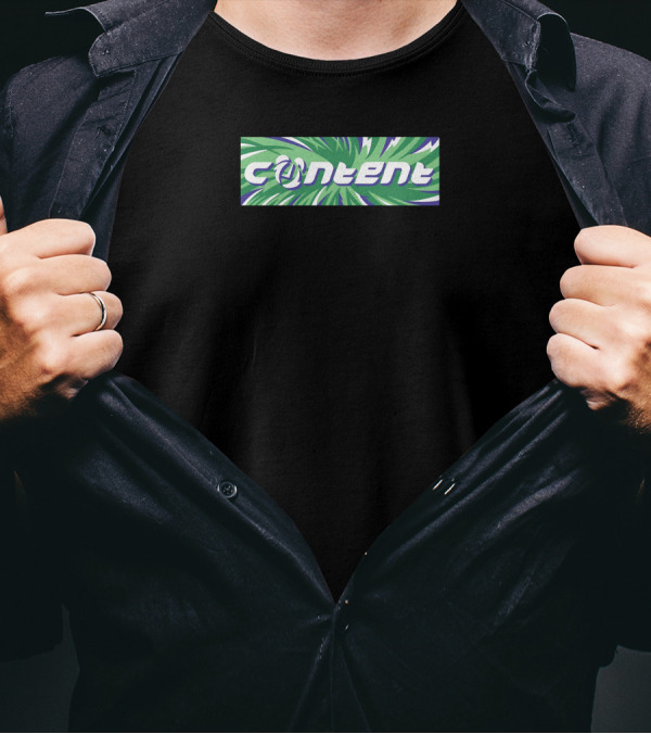Content Bold Logo Green And Purple Swirl Aboutimejoey T-Shirt