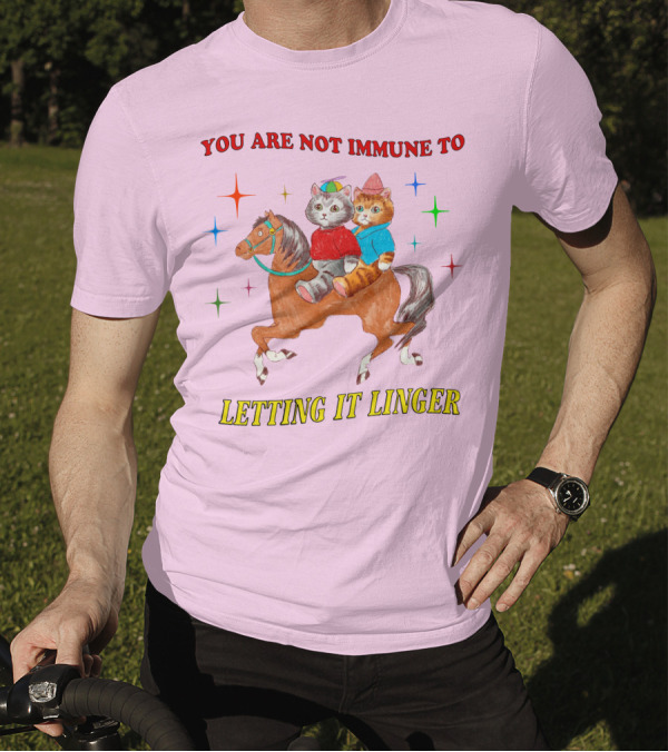 You Are Not Immune To Letting It Linger Cats On Horse With Colorful Stars T-Shirt