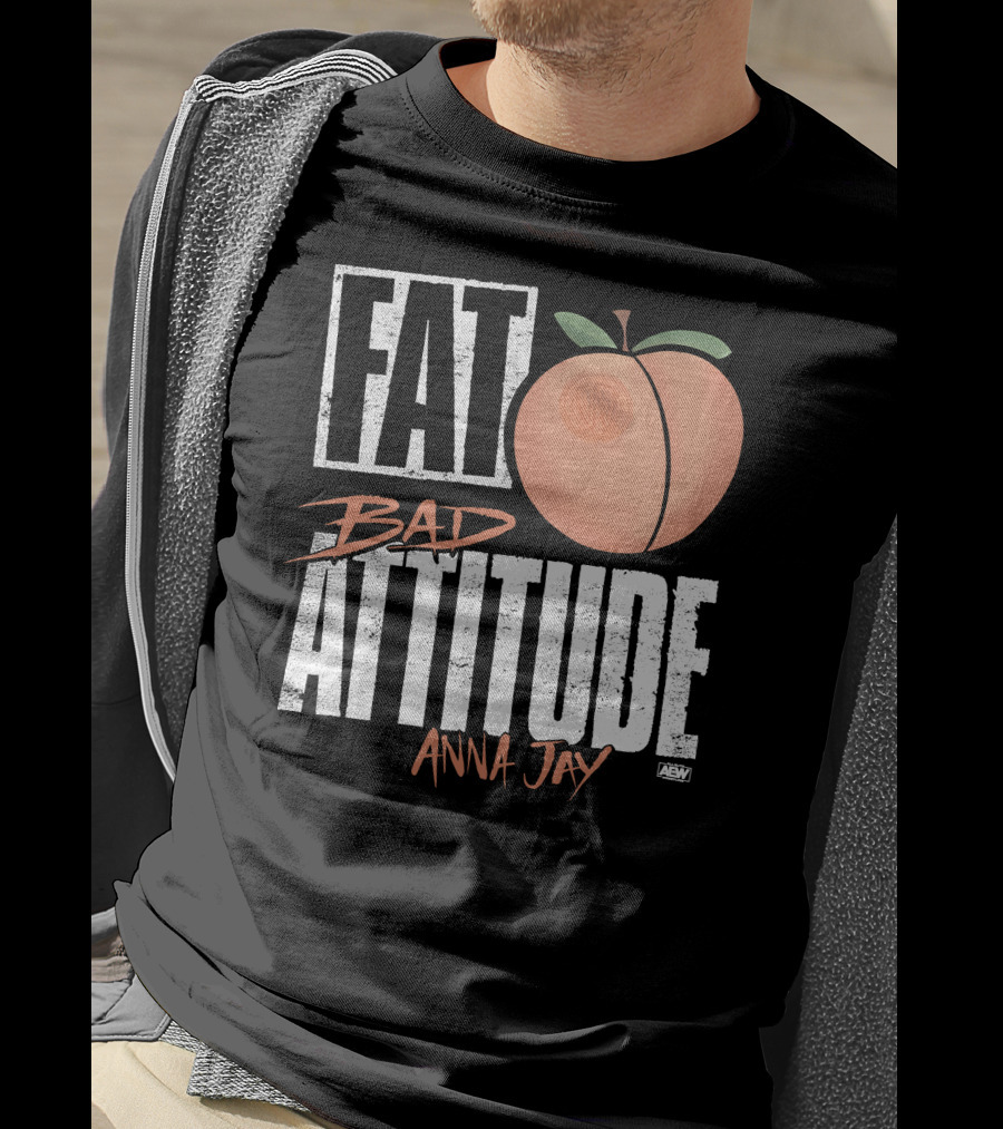 Fat Bad Attitude Anna Jay Aew Peach T-Shirt