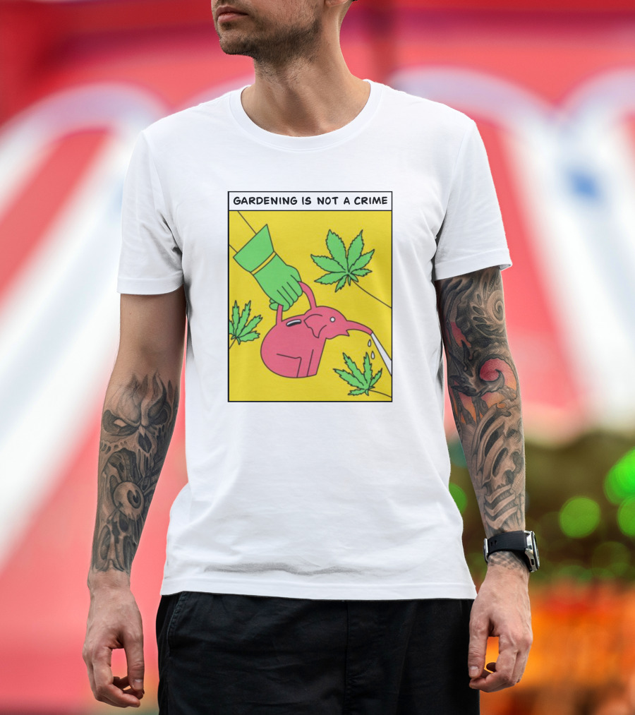 Gardening Is Not A Crime Hand Watering Can Cannabis Leaves T-Shirt