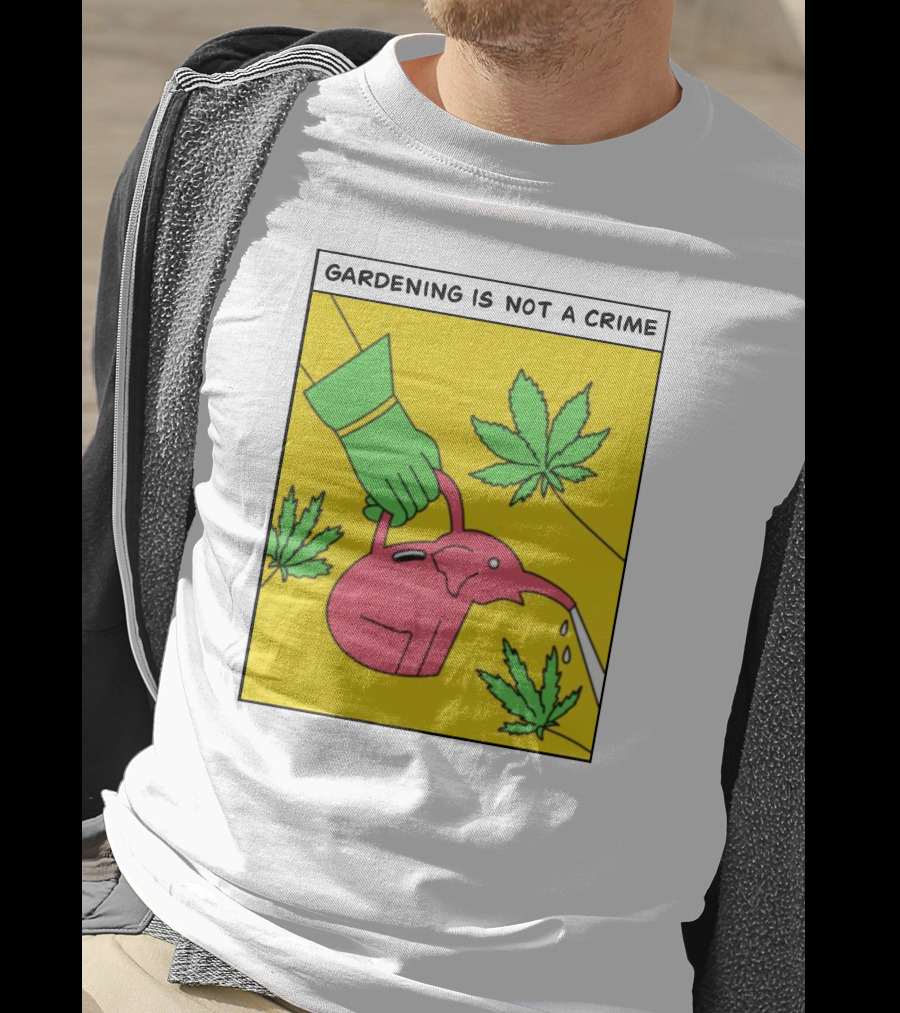 Gardening Is Not A Crime Hand Watering Can Cannabis Leaves T-Shirt