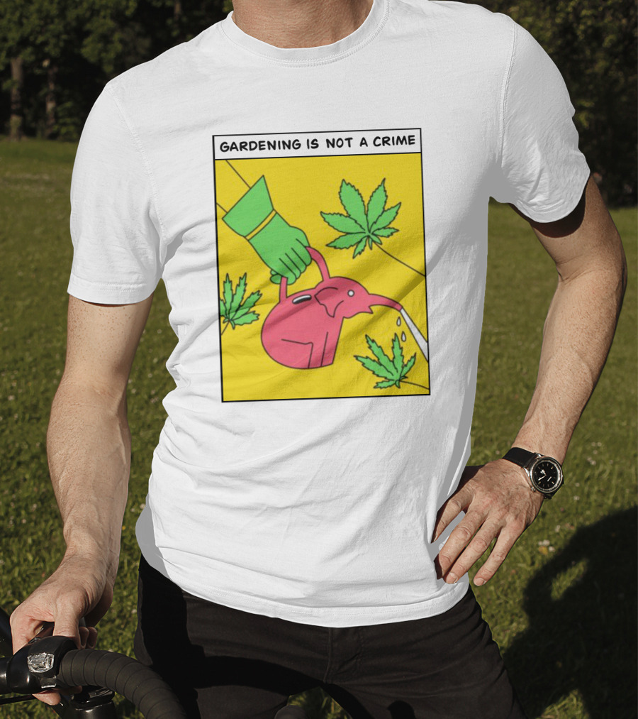 Gardening Is Not A Crime Hand Watering Can Cannabis Leaves T-Shirt