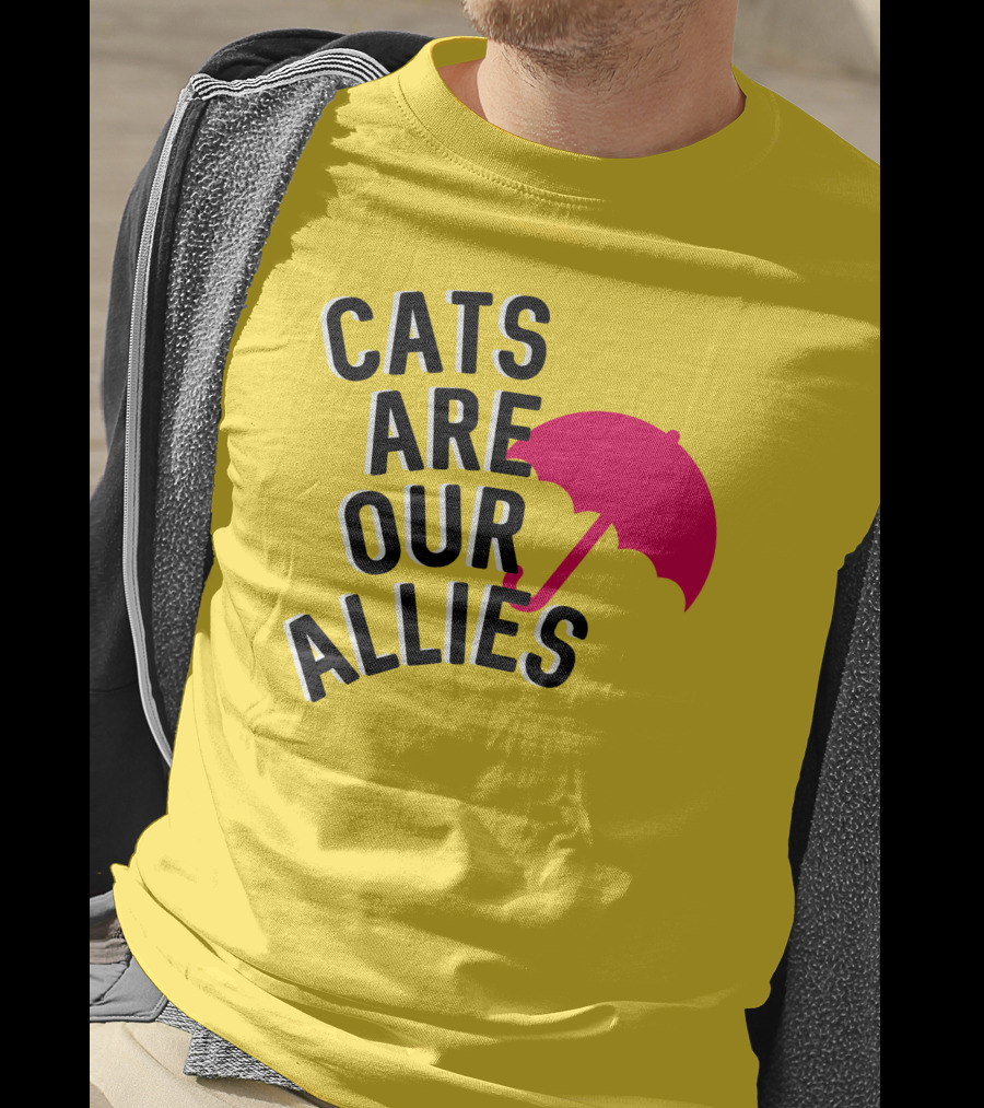 Cats Are Our Allies Red Umbrella T-Shirt