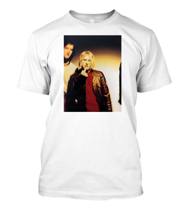 Kurt Cobain Leather Jacket Red Sweater Iconic Image T-Shirt