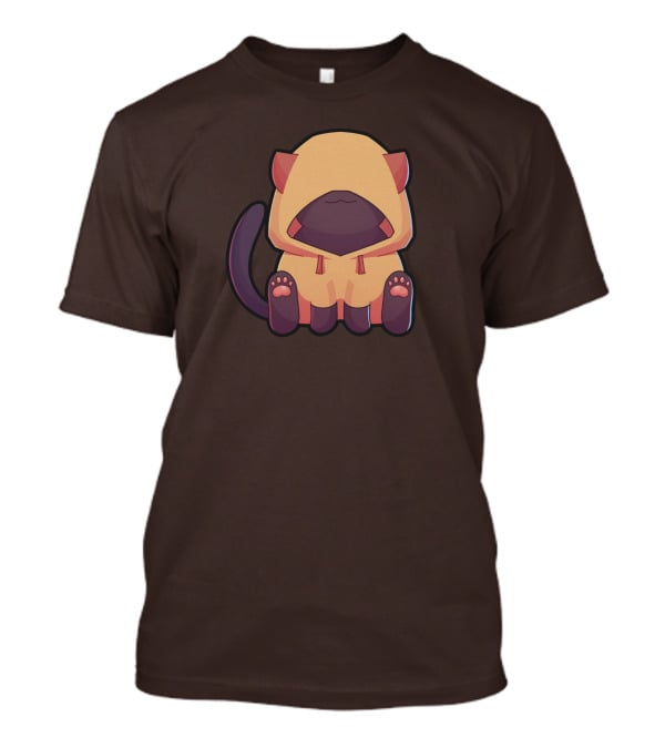 Wolfy The Witch Sitting Cat In Hooded Cloak With Paws Showing T-Shirt