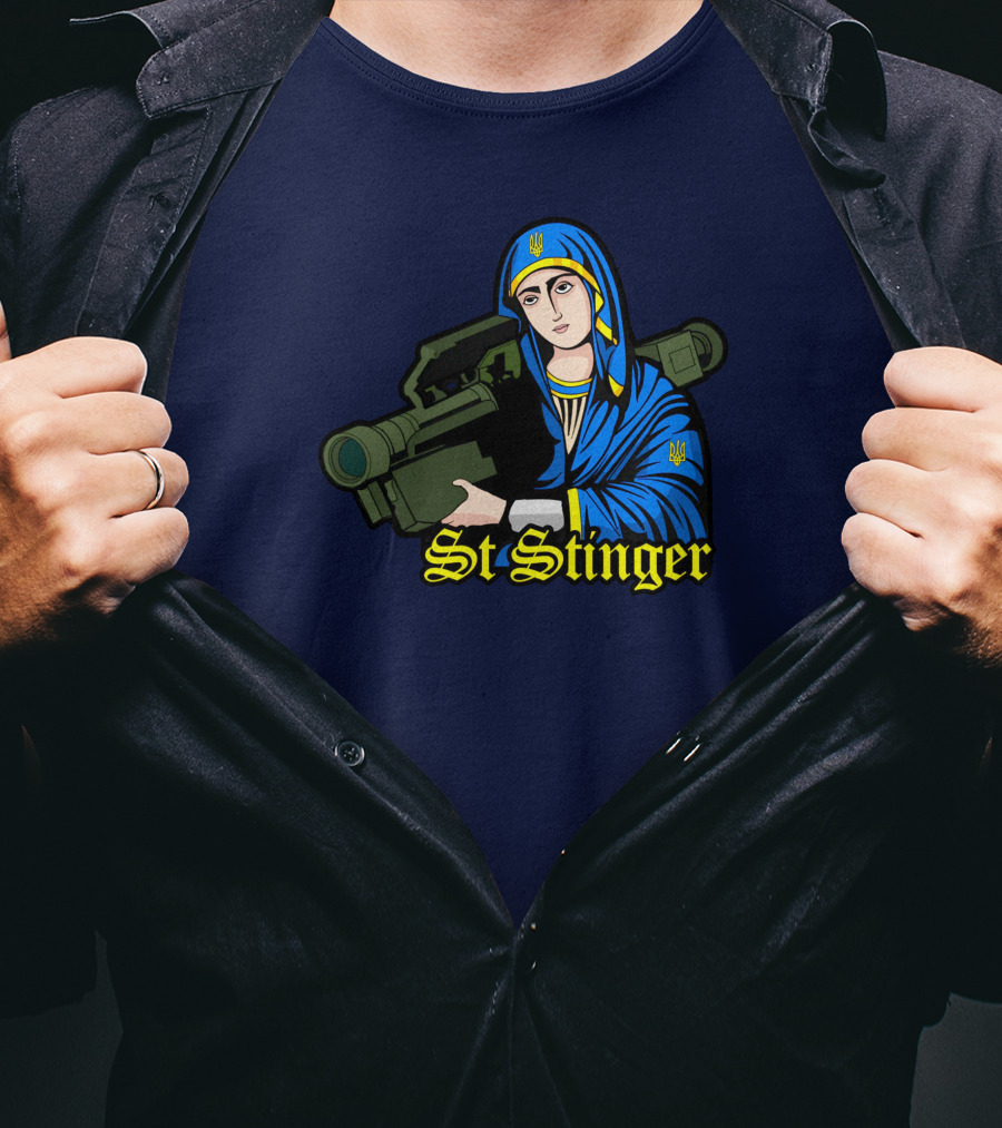 St Stinger Iconic Imagery Featuring Religious Warrior With Launcher T-Shirt