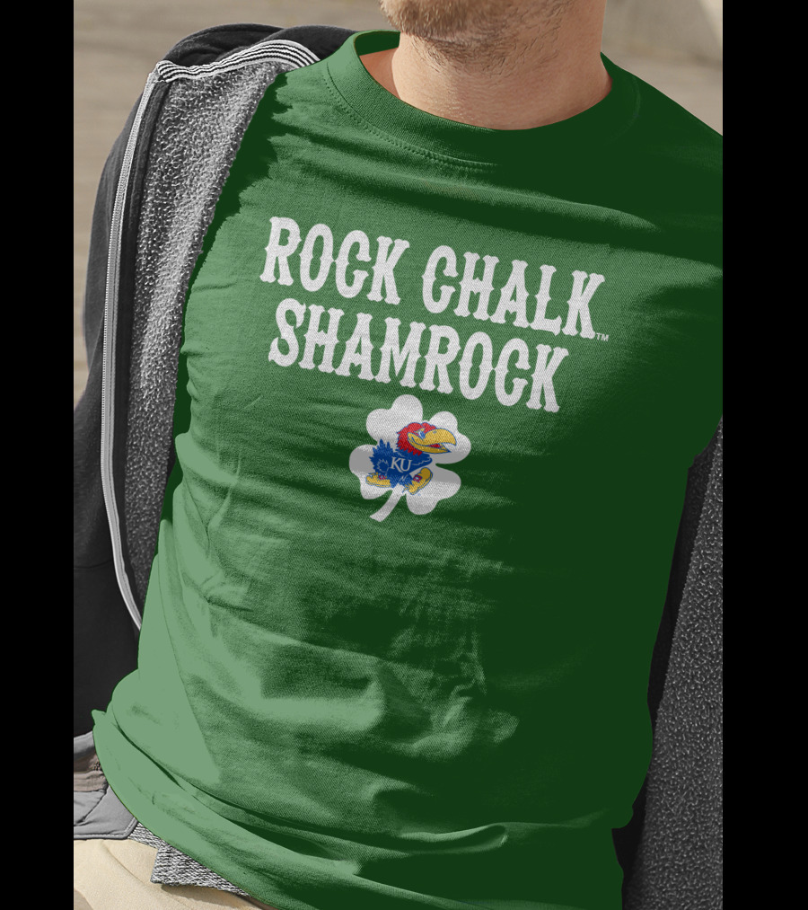 Rock Chalk Shamrock Kansas Jayhawks St Patrick’s Day Green T-Shirt