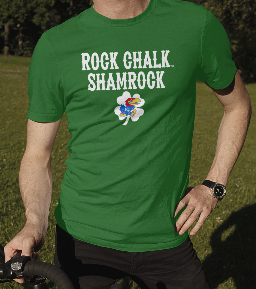 Rock Chalk Shamrock Kansas Jayhawks St Patrick’s Day Green T-Shirt