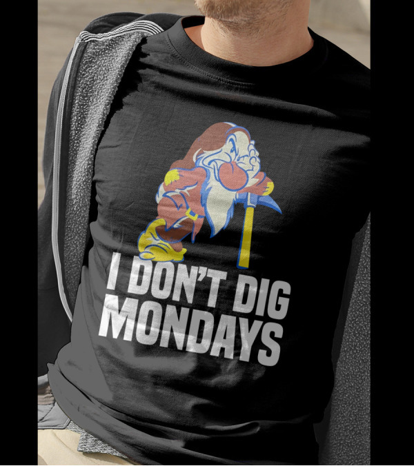 Grumpy I Don’t Dig Mondays Dwarf With Pickaxe T-Shirt