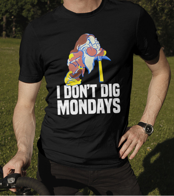 Grumpy I Don’t Dig Mondays Dwarf With Pickaxe T-Shirt