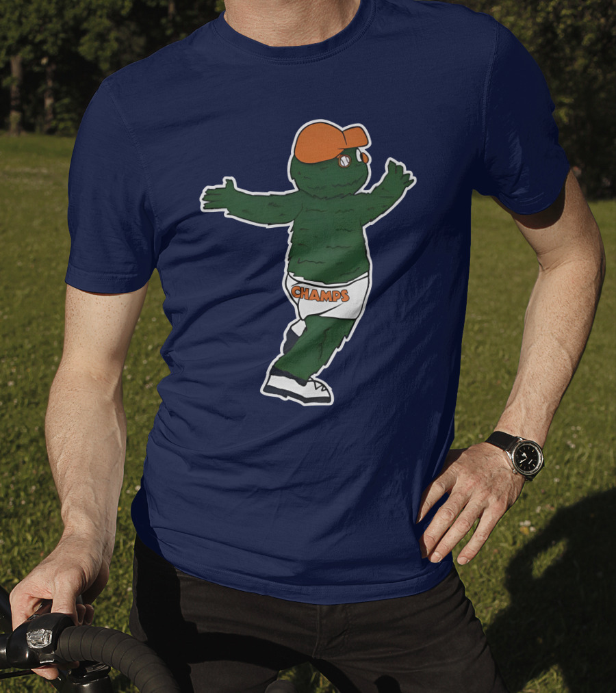 Streaking Champs Gator Mascot With Orange Cap And Shades T-Shirt