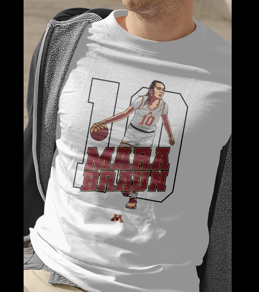 Minnesota Golden Gophers Women's Basketball Mara Braun Number 10 T-Shirt