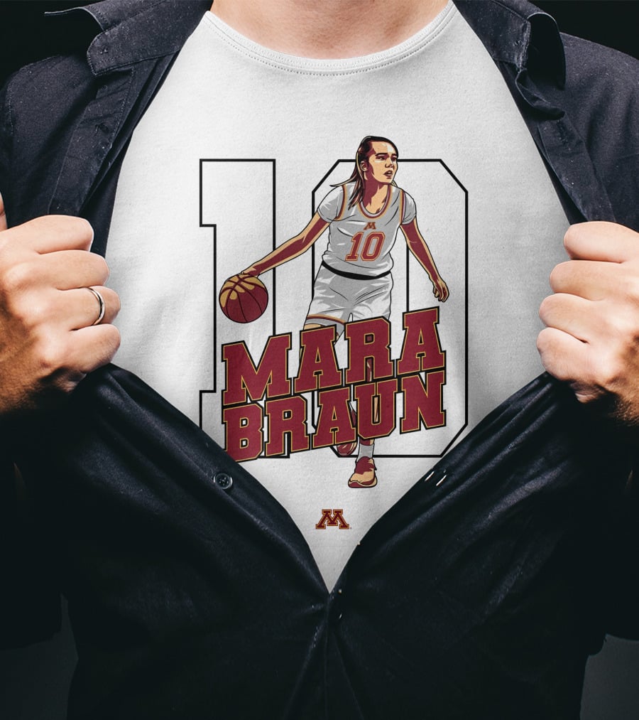 Minnesota Golden Gophers Women's Basketball Mara Braun Number 10 T-Shirt
