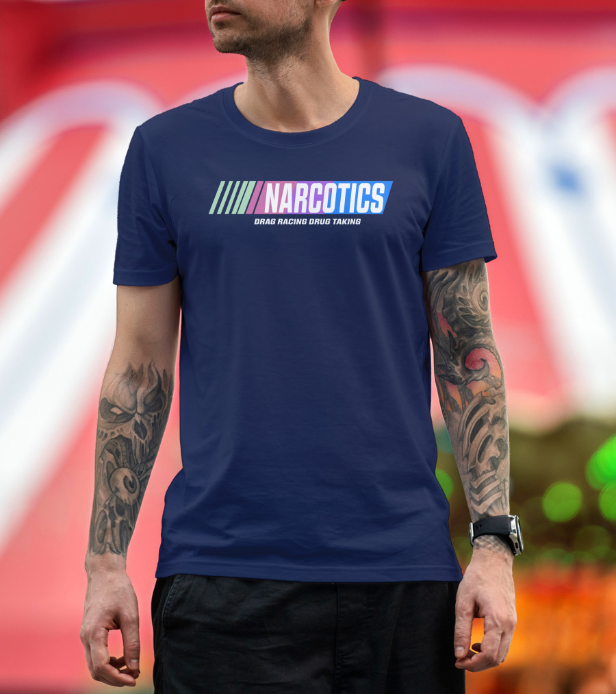 Narcotics Drag Racing Drug Taking Retro Style Racing Stripes T-Shirt
