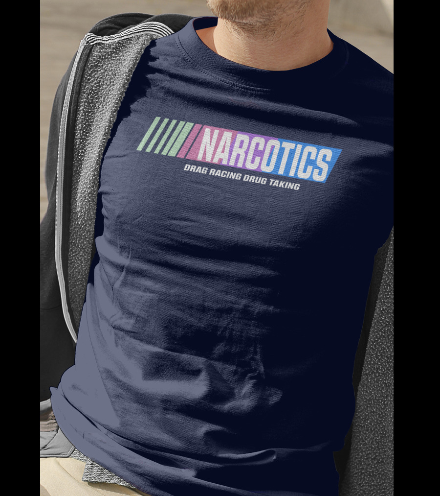 Narcotics Drag Racing Drug Taking Retro Style Racing Stripes T-Shirt