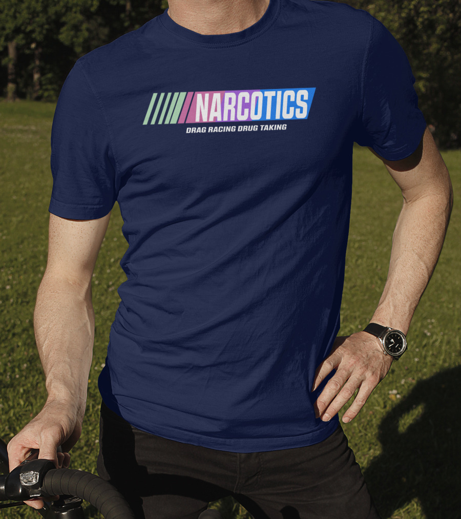 Narcotics Drag Racing Drug Taking Retro Style Racing Stripes T-Shirt