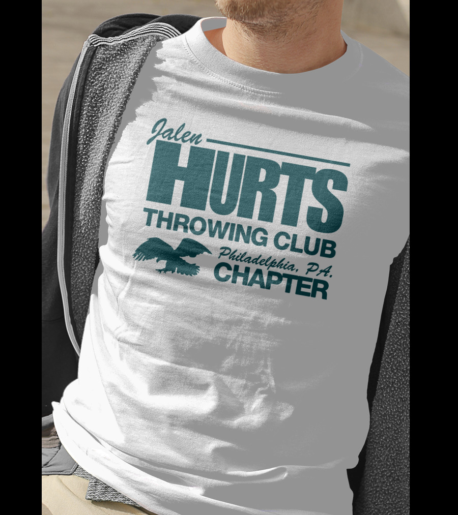 Jalen Hurts Throwing Club Philadelphia PA Chapter Eagles Fan Gear T-Shirt