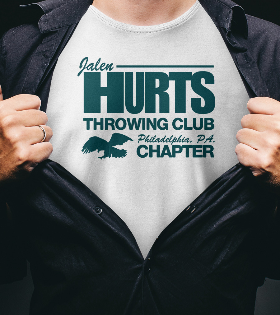 Jalen Hurts Throwing Club Philadelphia PA Chapter Eagles Fan Gear T-Shirt