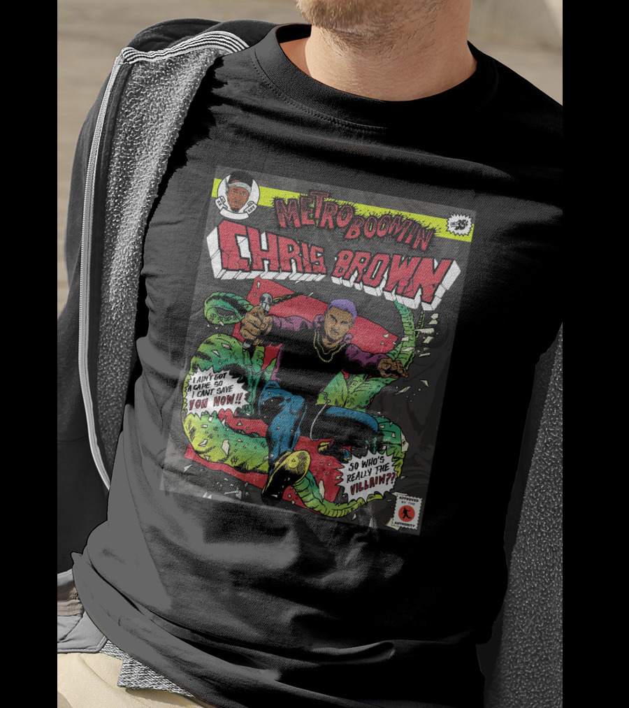 Metro Boomin Chris Brown Comic Style Art With Villain T-Shirt